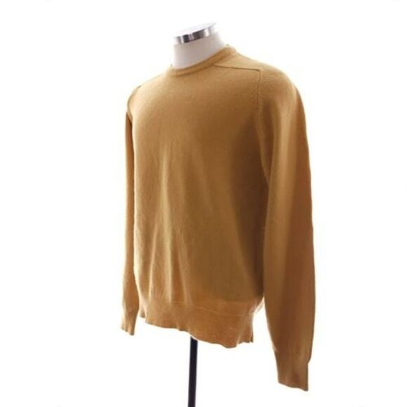 Alan Paine Mens Medium Mustard Long Sleeve Pullover Lamb Wool Crew Neck Sweater - Picture 2 of 9